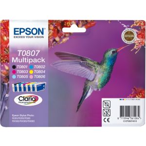Epson T0807, CMYK + LC + LM, hatos csomagolás tintapatron, többszínű, eredeti