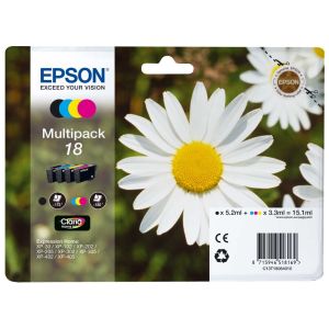 Epson T1806 (18), CMYK, négyes csomagolás tintapatron, többszínű, eredeti