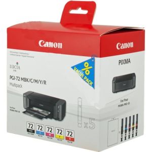 Canon PGI-72, matt fekete, azúr, bíborvörös, sárga, piros, ötös csomagolás tintapatron, többszínű, eredeti