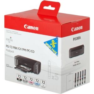 Canon PGI-72, fotó fekete, azúr, bíborvörös, szürke, szín optimalizáló, ötös csomagolás tintapatron, többszínű, eredeti