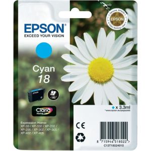 Epson T1802 (18) tintapatron, azúr (cyan), eredeti