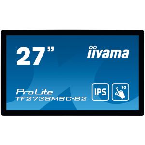 27" iiyama TF2738MSC-B2: IPS, FullHD, kapacitív, 10P, 500 cd / m2, DP, HDMI, DVI, 16/7, IP1X, fekete TF2738MSC-B2
