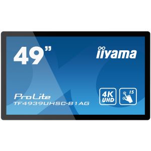 49" iiyama TF4939UHSC-B1AG: IPS, 4K, kapacitív, 15P, 500 cd / m2, VGA, HDMI, DP, 24/7, IP54, fekete TF4939UHSC-B1AG