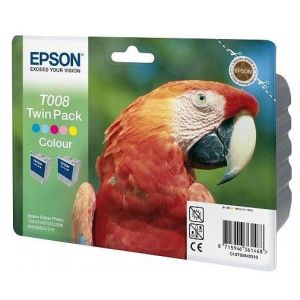 Epson T008, kettős csomagolás tintapatron, színes (tricolor), eredeti