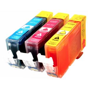 Canon CLI-521, CMY, hármas csomagolás tintapatron, többszínű, alternatív