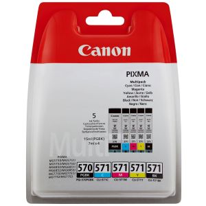 Canon CLI-571 CMYK, PGI-570, ötös csomagolás tintapatron, többszínű, eredeti