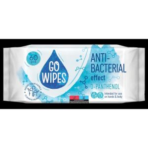 Nedves törlőkendők GoWipes antibakteriális vitamin komplexszel (A, C, E és D-panthenol) 60 db