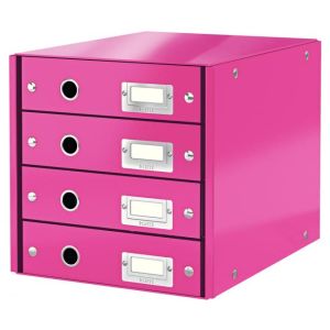 Fiókdoboz Leitz Click &amp; Store 4 fiókos rózsaszín
