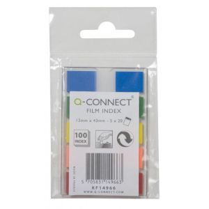 Q-CONNECT fólia könyvjelzők 12x43mm, 5x26 kártya