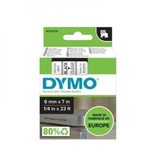 Öntapadó szalag Dymo D1 6 mm átlátszó / fekete