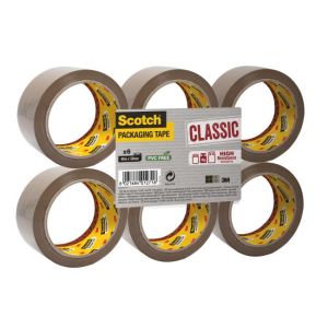 Scotch csomagolószalag, nem tartalmaz PVC-t, barna, 48mm x 50m, 6 tekercs