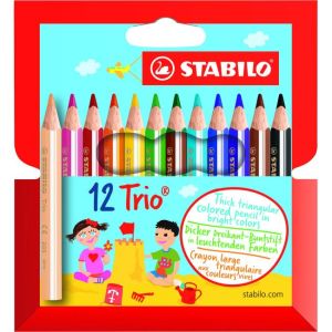 STABILO Trio vastag és rövid zsírkréta 12 db kartondobozban