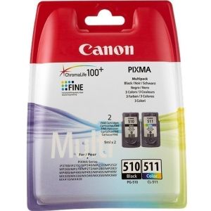 Canon PG-510 + CL-511, kettős csomagolás tintapatron, többszínű, eredeti