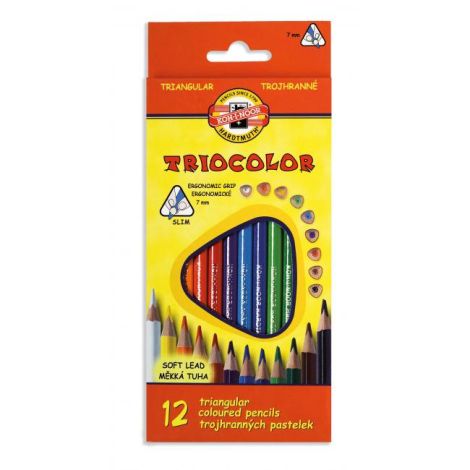 Háromszög alakú színes ceruzák TRIOCOLOR 12 db