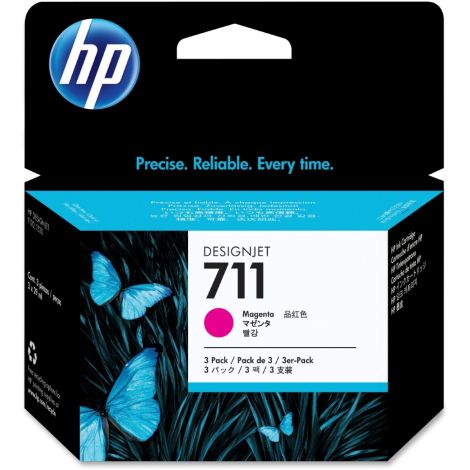 HP 711 (CZ135A), hármas csomagolás tintapatron, bíborvörös (magenta), eredeti