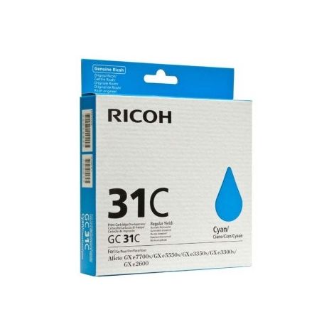 Ricoh GC31C, 405689 tintapatron, azúr (cyan), eredeti