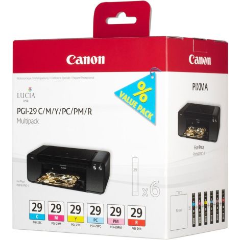Canon PGI-29, azúr, bíborvörös, sárga, fotó azúr, fotó bíborvörös, piros tintapatron, többszínű, eredeti