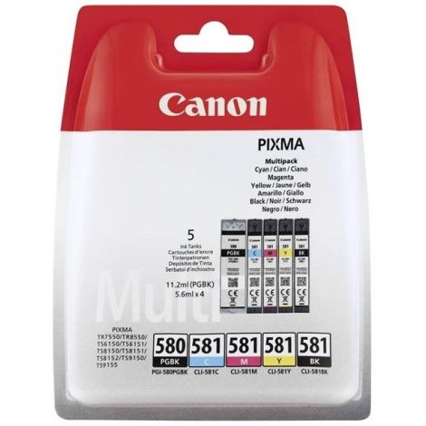 Canon CLI-581, CMYK, PGI-580, ötös csomagolás tintapatron, többszínű, eredeti
