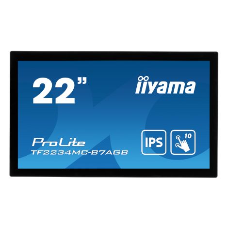 22" iiyama TF2234MC-B7AGB: IPS, FullHD, kapacitív, 10P, 350 cd / m2, VGA, HDMI, DP, IP65, fekete TF2234MC-B7AGB