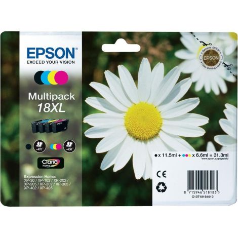 Epson T1816 (18XL), CMYK, négyes csomagolás tintapatron, többszínű, eredeti