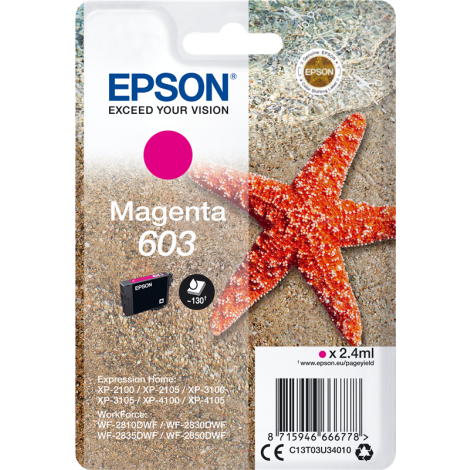 Epson 603, C13T03U34010 tintapatron, bíborvörös (magenta), eredeti