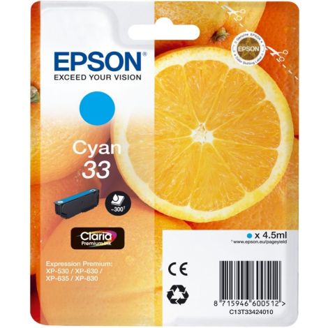 Epson T3342 (33) tintapatron, azúr (cyan), eredeti
