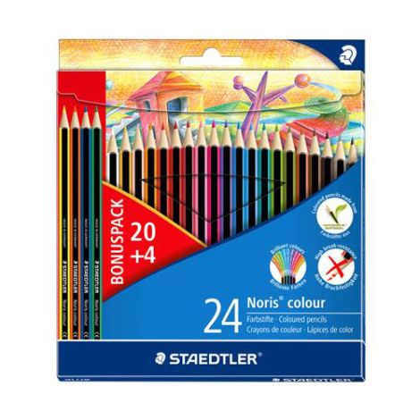 Színes ceruzák, hatszögletű, STAEDTLER &quot;Noris Color&quot;, 20+4 különböző szín