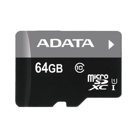 Adata/micro SD/64GB/50MBps/UHS-I U1 / Class 10/+ adapter AUSDX64GUICL10-RA1