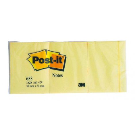Jegyzettömb Post-it 38x51 sárga / 3