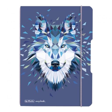 Notebook Herlitz my.book Flex Wild Animals A5 40 lap négyzet alakú PP farkas
