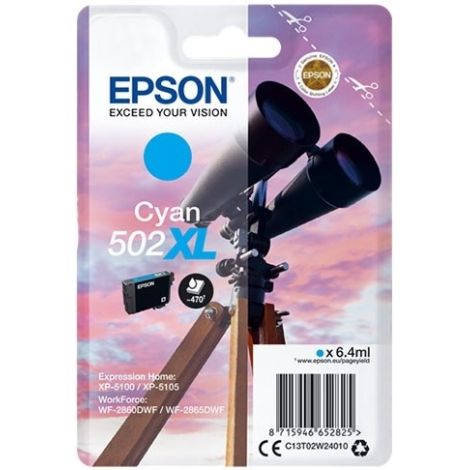 Epson 502 XL, C13T02W24010 tintapatron, azúr (cyan), eredeti