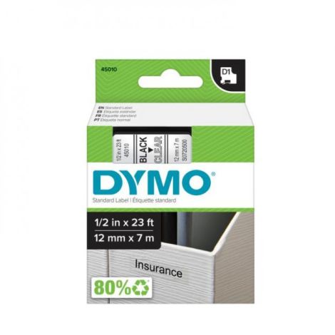 Öntapadó szalag Dymo D1 12 mm átlátszó / fekete