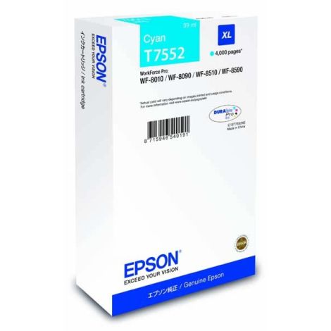 Epson T7552 XL tintapatron, azúr (cyan), eredeti