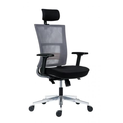 Következő irodai szék fekete ülőfelülettel, szürke hálós háttámlával