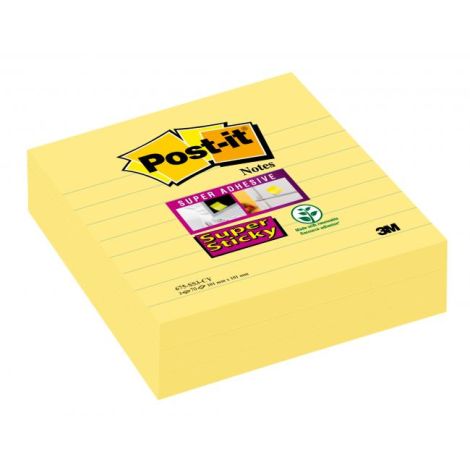 Jegyzettömb Post-it Super Sticky 101x101 sárga vonalak