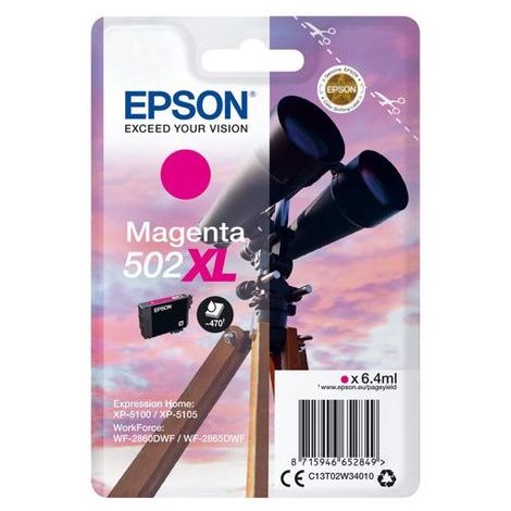 Epson 502 XL, C13T02W34010 tintapatron, bíborvörös (magenta), eredeti